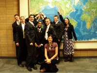 At the MTC, missionaries are assigned to a 'district' which is typically a group learning the same language or going to the same missionary destination. Here is ALex with his district.