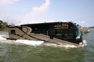 amphibious vehicle moving on water
