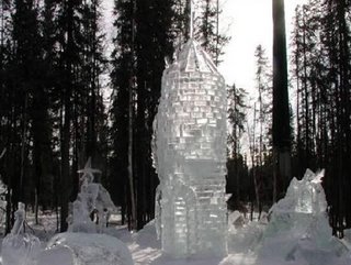 impressive ice sculpture watch tower 
