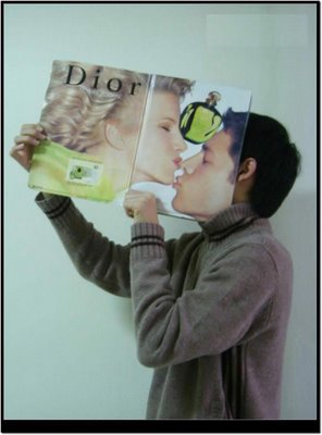 funny face with magazine