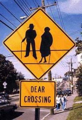 sign elder crossing road