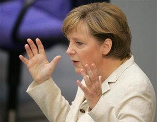 Merkel addressing the German parliament