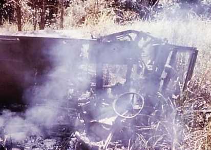 A Land Rover after a mine explosion