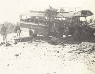 The aftermath of a mine attack in Rhodesia