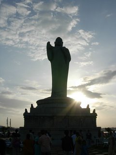 Buddha statue, Hussain Sagar lake, Hyderabad. Photograph by Paritosh Uttam