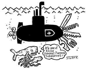 Its one of those general purpose submarines - political cartoon