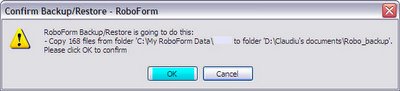 Confirm roboform backup