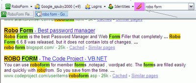 Robo form highlight toolbar button