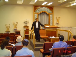 Rabbi Klapper speaking at Congregation Shaarei Tefillah on 9 August 2006 on paskening like the Meiri