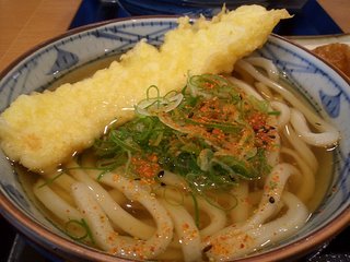 Udon noodles met tempura