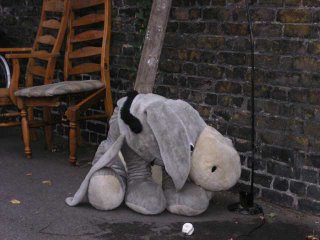 Abandoned cuddly toy by the roadside