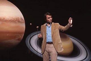 Sagan on the Cosmos set