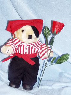 Pirate Teddy Bear holding silk Rose