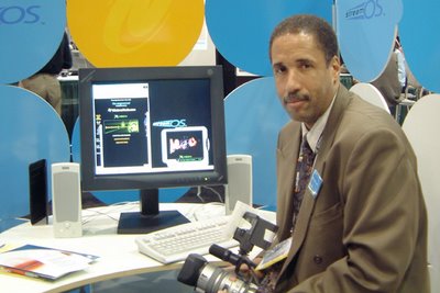 Victor Taplin at the Stream O/S booth at the 2001 Streaming Video Expo in New York working on the www.Ungoverned.com Project
