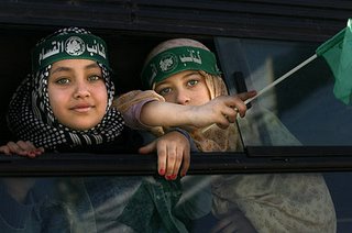 Hamas supporters celebrating Palestinian election victory