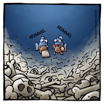 Piranhas gefräßig verfressen Verdauung Verdauungsprobleme Aliens Außerirdische Invasion Knochen pupsen furzen Cartoon Cartoons Witze witzig witzige lustige Bilder Bilder