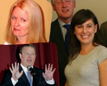 a childishly inappropriate collage of ann althouse, bill clinton, jessica valenti, and al grabby gore