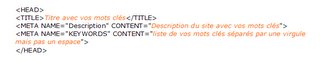 Optimisation du TITLE et des balises META description et keywords