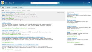 Page de résultats du nouveau moteur de recherche Windows Live Search de MSN