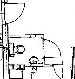 Fragment oryginalnego planu mieszkania - WC