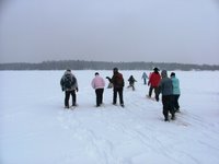 Walking on frozen Lake Koshlong
