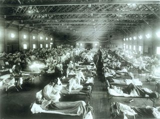 Emergency hospital during influenza epidemic, Camp Funston, Kansas. (1918) - Image from the National Musuem of Health and Medicine 