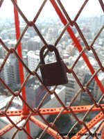 Lovers' lock on Tokyo Tower.