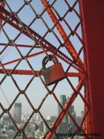 Lovers' lock on Tokyo Tower.