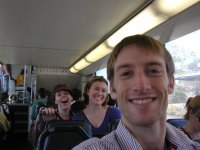 Amanda, Melissa and I on a train.