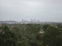 Perth from the top of an observation tower at Wireless Park, across the river.