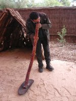 Robert playing the didgeridoo. You can get some pretty amazing sounds out of that hollow log!