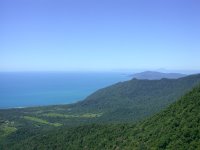 the view of Cape Tribulation (bottom left), the ocean, and with binoculars you could see Cairns through the mist in the distance (3 hrs away!).