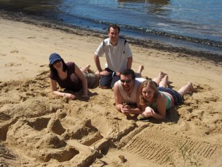 Sandra, Nathan, Luke, Steph and the Sandcastle