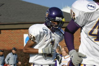 PJ Williams runs onto the Salem (VA) field during UMHB's last game of the 2004 season - at the Alonzo Stagg Bowl. So far he's scored two touchdowns today in Salem (Org) against Williamette.