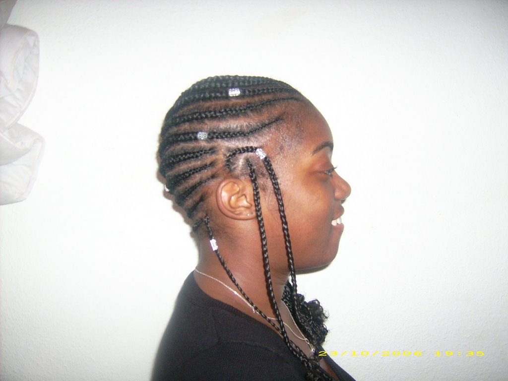 Belles tresses Africaines. avant apres nattes simples avec meches kenakelon pour rester naturel