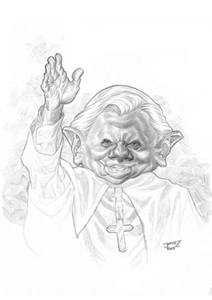 Caricatura de Benedetto XVI - autor Juarez Ricci - juarezricci@yahoo.com.br