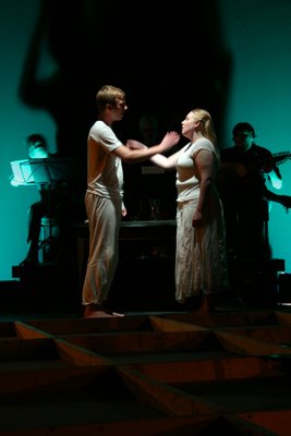 Brian Cummings in the role of Him, Elizabeth Baber in the role of Her, Ground, Ignoti Dei Opera, 2006, photo by Greg McLeskey