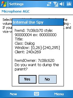 Internal Use Spy Screen dump