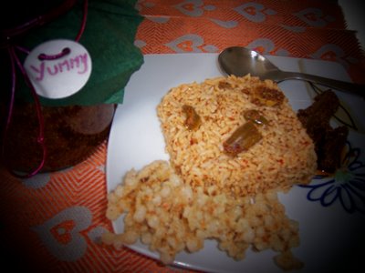 Rice mixed Munagakaya Pickle and Sago Vadiyams 