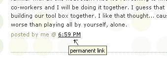 Location of the Permanent Link on a blog page.