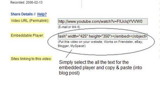 YouTube embeddable player code