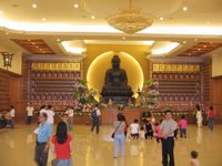 it's so beautiful inside... the main buddha was placed under high class decoration... now that's my girl...