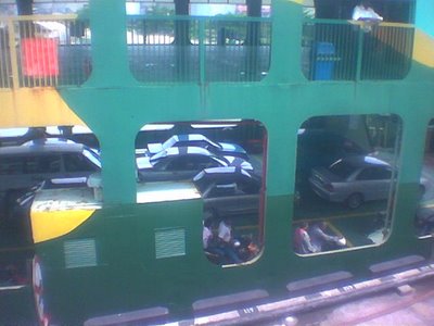 This is the double decker ferry where the cars on downstairs while the passenger's seats on upstairs... which we used to ride lat time...