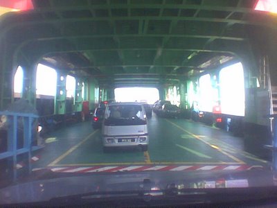 ...and then, we're on the ferry, everyone's lining up in order...