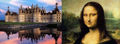 Le cháteau de Chamboard and Monalisa (La Joconde) - a famous french picture