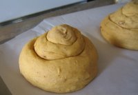 Pumpkin bread proofing