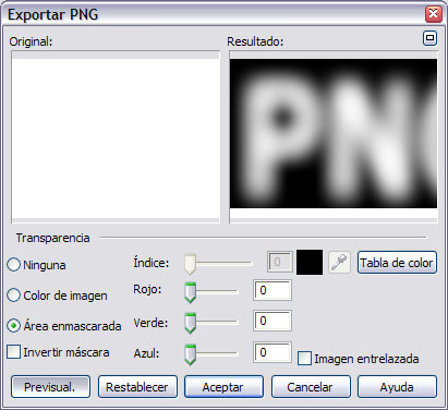 Cuadro de diálogo para PNG