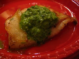 Pan Seared Sole with Potato Scales and Lemon-Parsley Sauce