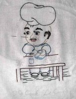 partly embroidered tea towel