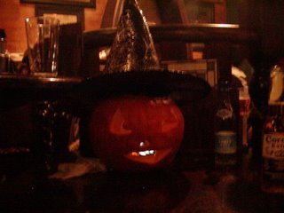 Eric the pumpkin wearing my witches hat